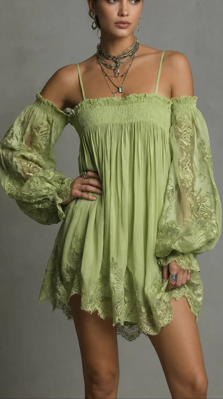 Blanche | Robe en Mousseline Épaules Dénudées