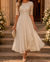 Loretta | Flattering Lace Midi Dress