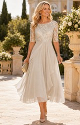 Loretta | Flattering Lace Midi Dress