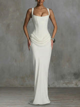 Philippine | Square Neck Satin Maxi Dress