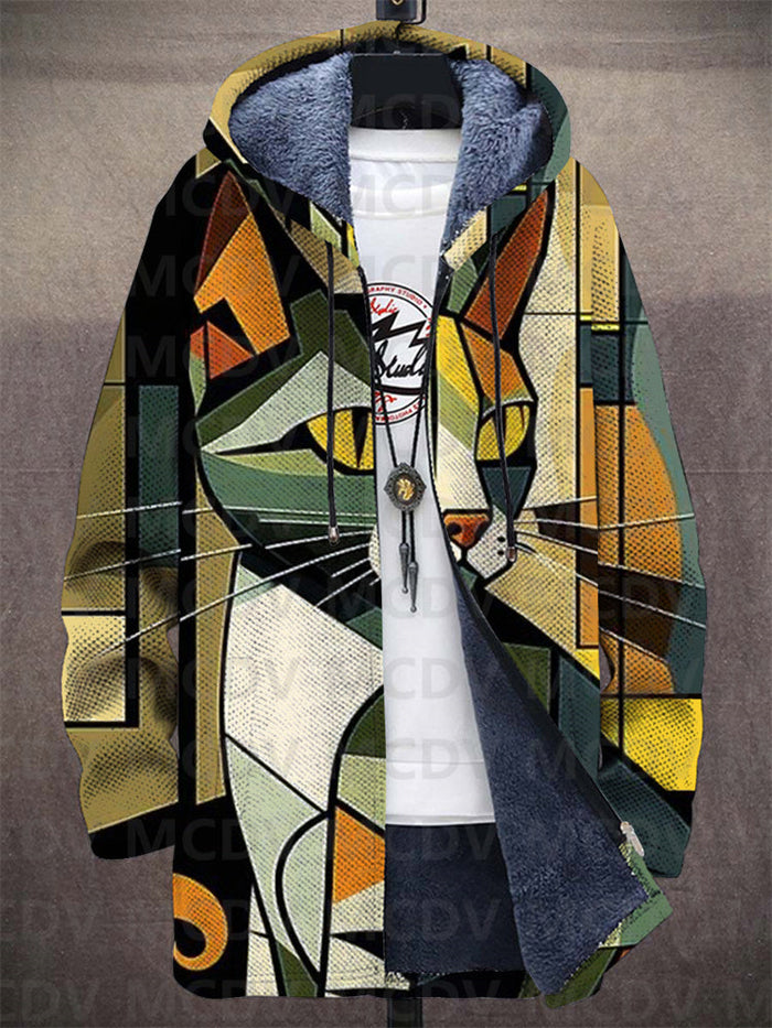 Paisley Artistic Print Hooded Jacket - Golden Cat