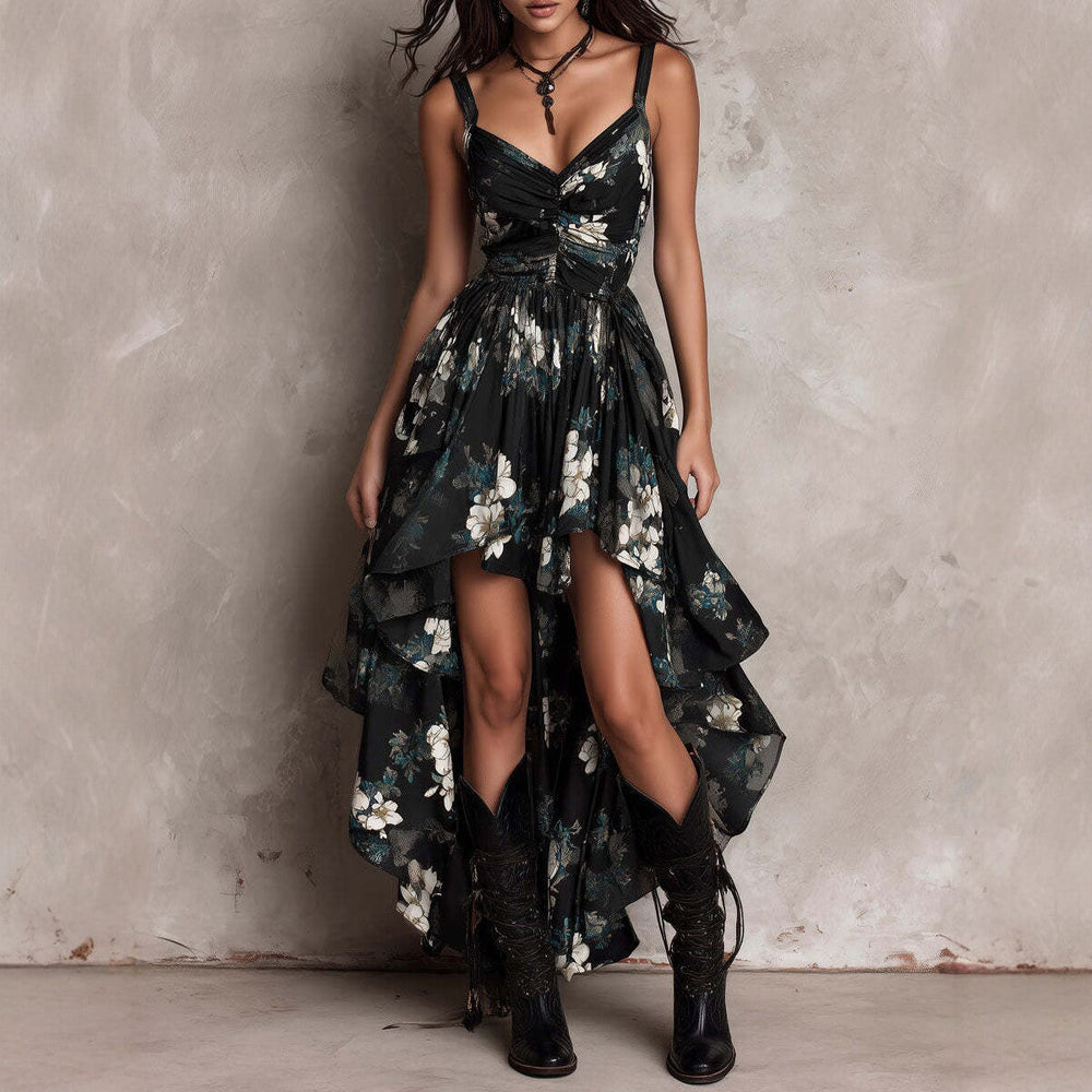 Marcelline | Robe à Fleurs Sombres du Crépuscule