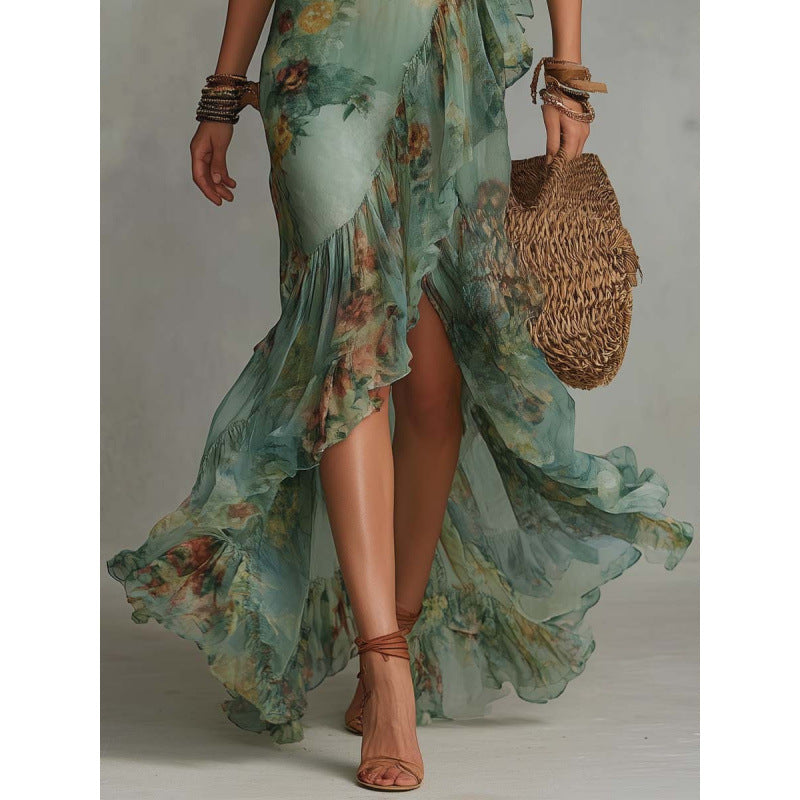Pascaline | Robe à Motif Aquarelle Crépusculaire