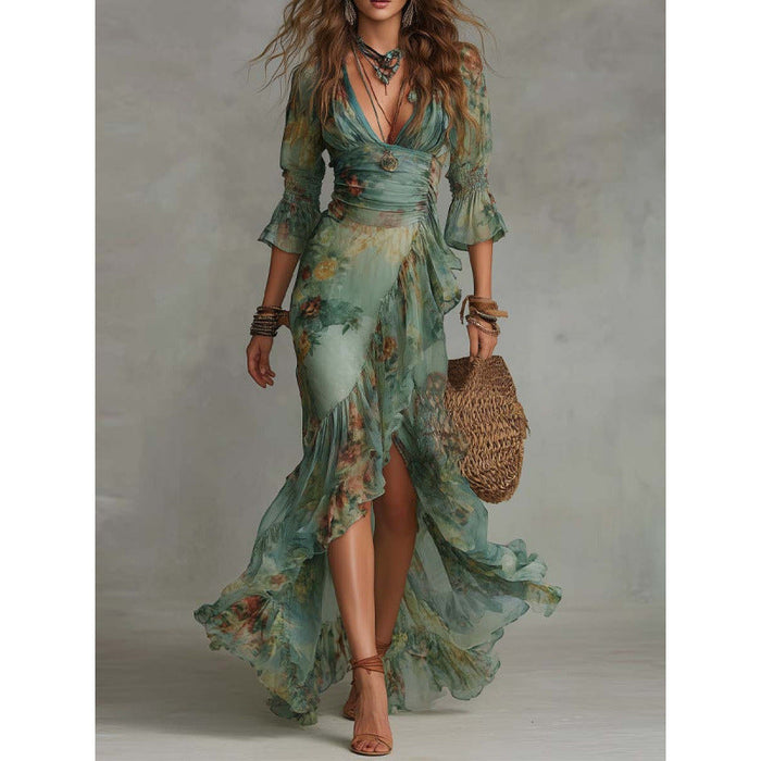 Pascaline | Robe à Motif Aquarelle Crépusculaire