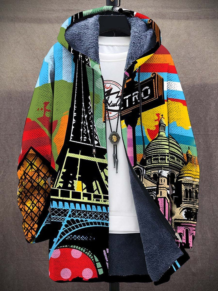 Emmeline Artistic Hooded Zip Jacket - Black & Multi Print