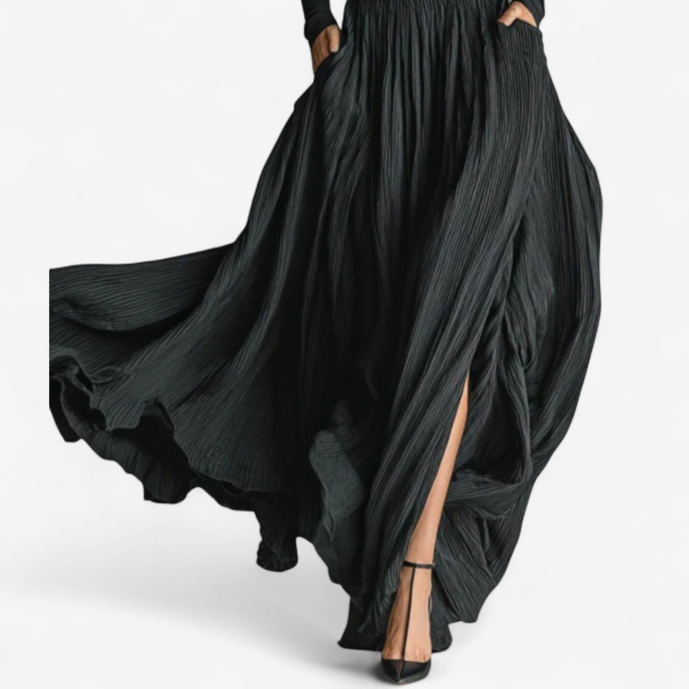Rachel | High-Waisted Vintage Suede-Look Maxi Dress