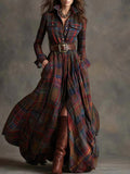 Béatrice | Plaid Maxi Dress with Belt