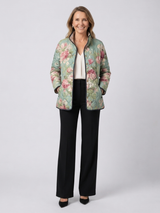Claire | Sage Green Antique Rose Quilted Jacket