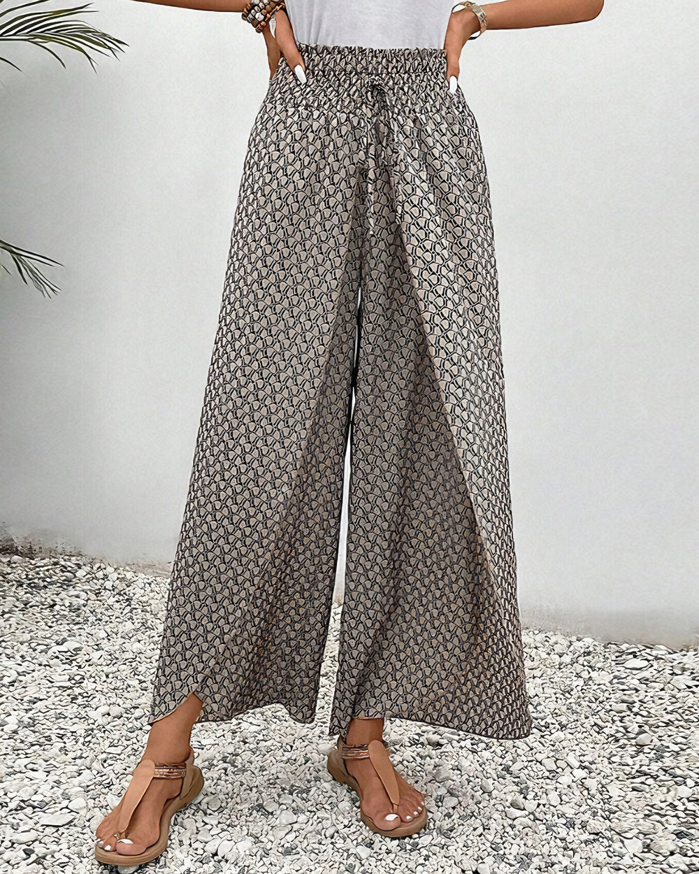 Sabine | Pantalon Large à Motif Géométrique