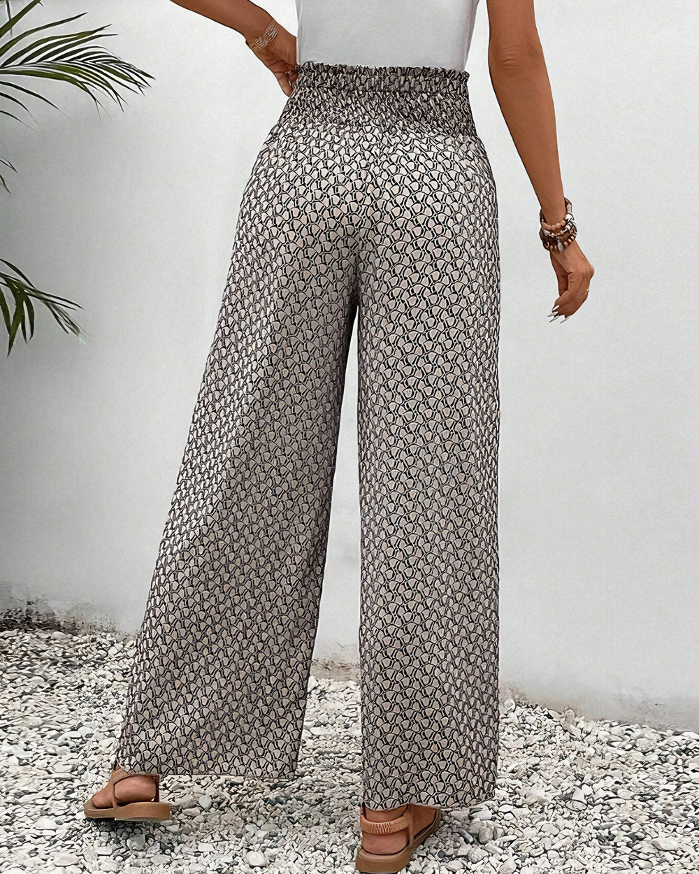 Sabine | Pantalon Large à Motif Géométrique
