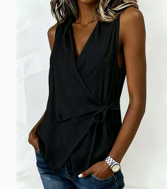 Camille | Blouse Portefeuille sans Manches