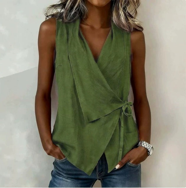 Camille | Blouse Portefeuille sans Manches
