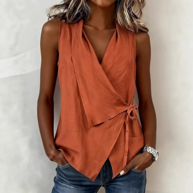 Camille | Blouse Portefeuille sans Manches