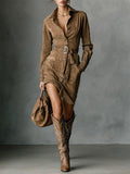 Aveline | Suede Midi Dress