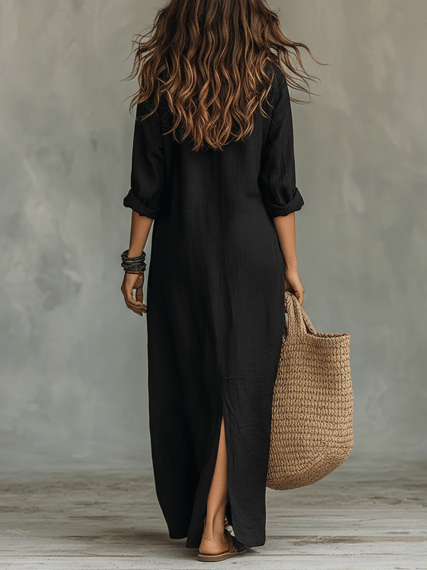 Xénia | Robe Noire Élégance Tranquille