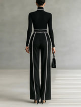 Emma | Elegant High-Collar Set with Wide-Leg Pants