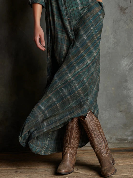 Valerie | Long Plaid Shirt Dress