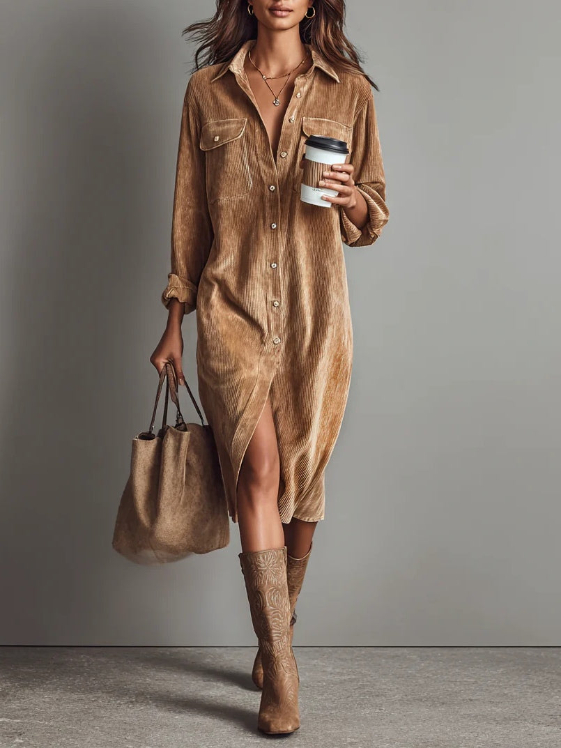 Simone | Corduroy Midi Dress
