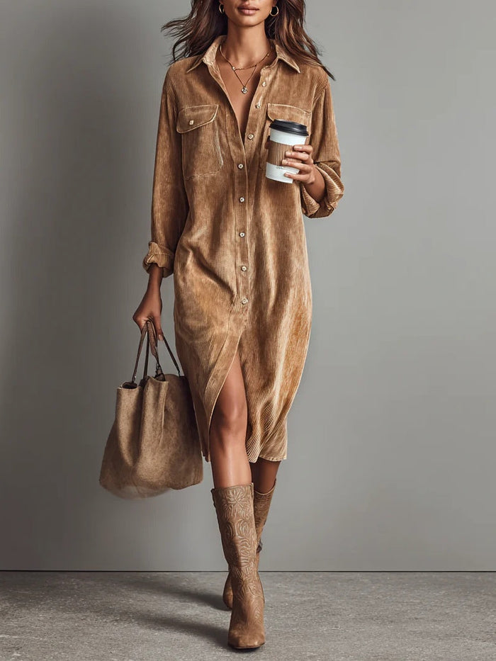Simone | Corduroy Midi Dress