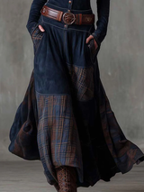Hortense | Navy Suede-Effect Maxi Dress with Belt