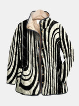 Sylvie | Black & White Curved Stripe Quilted Jacket