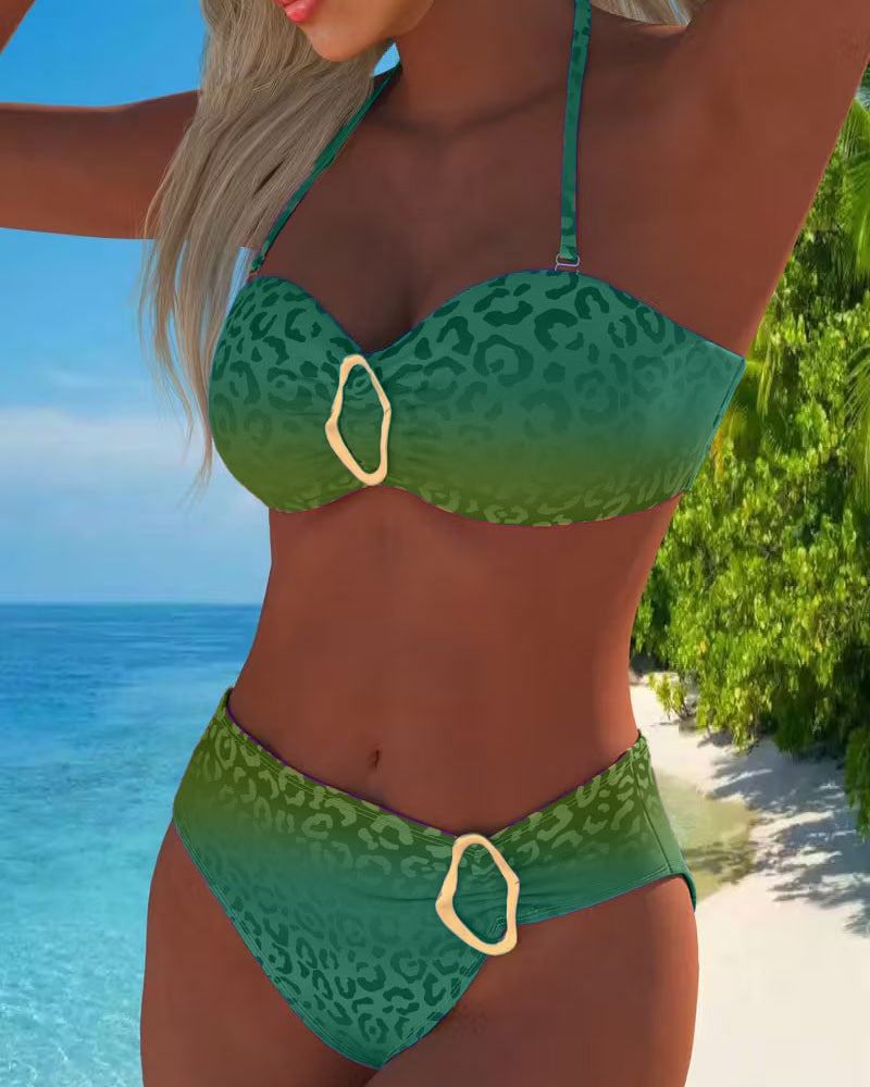 Bathilde | Maillot Halter Dégradé à Motif Léopard