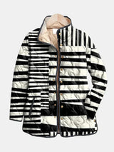 Véronique | Black & White Patchwork Stripe Quilted Jacket