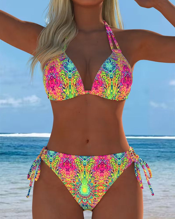 Sandra | Bikini Coloré à Motif Halter