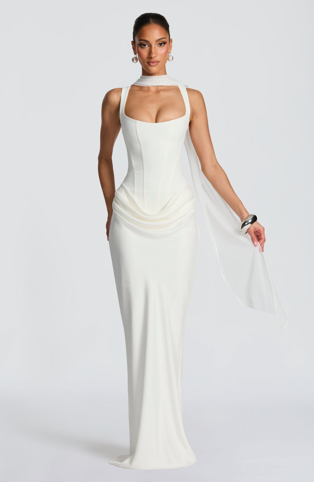 Philippine | Square Neck Satin Maxi Dress