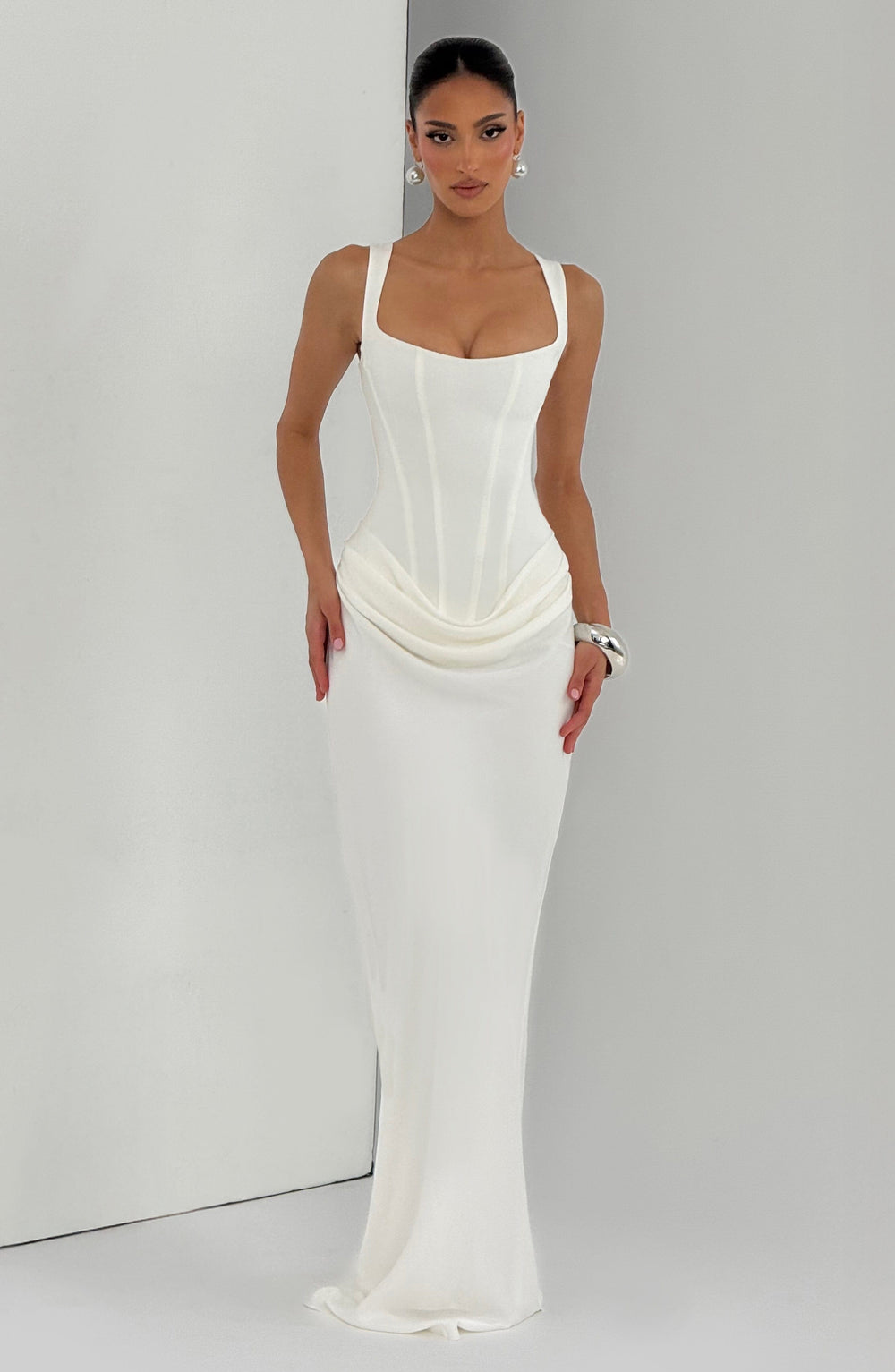 Philippine | Square Neck Satin Maxi Dress