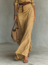 Victorie | Long Flowing Wrap-Collar Dress