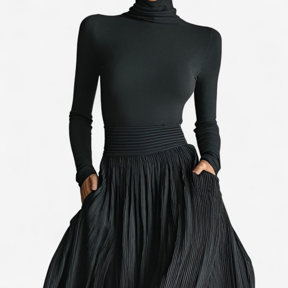Rachel | High-Waisted Vintage Suede-Look Maxi Dress
