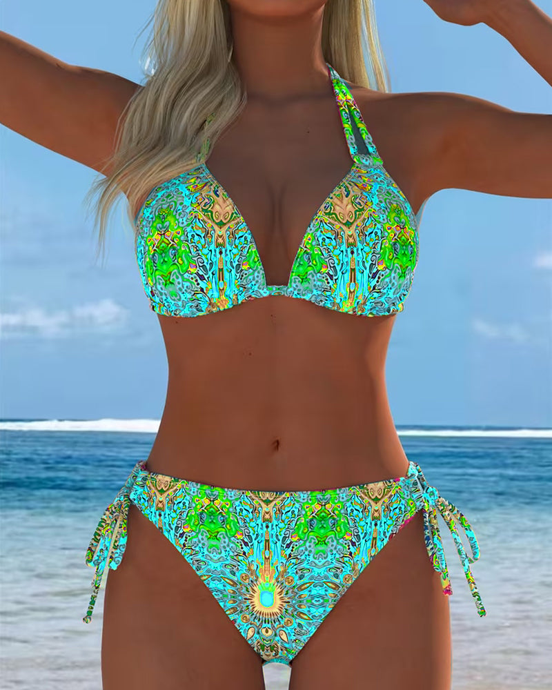 Sandra | Bikini Coloré à Motif Halter