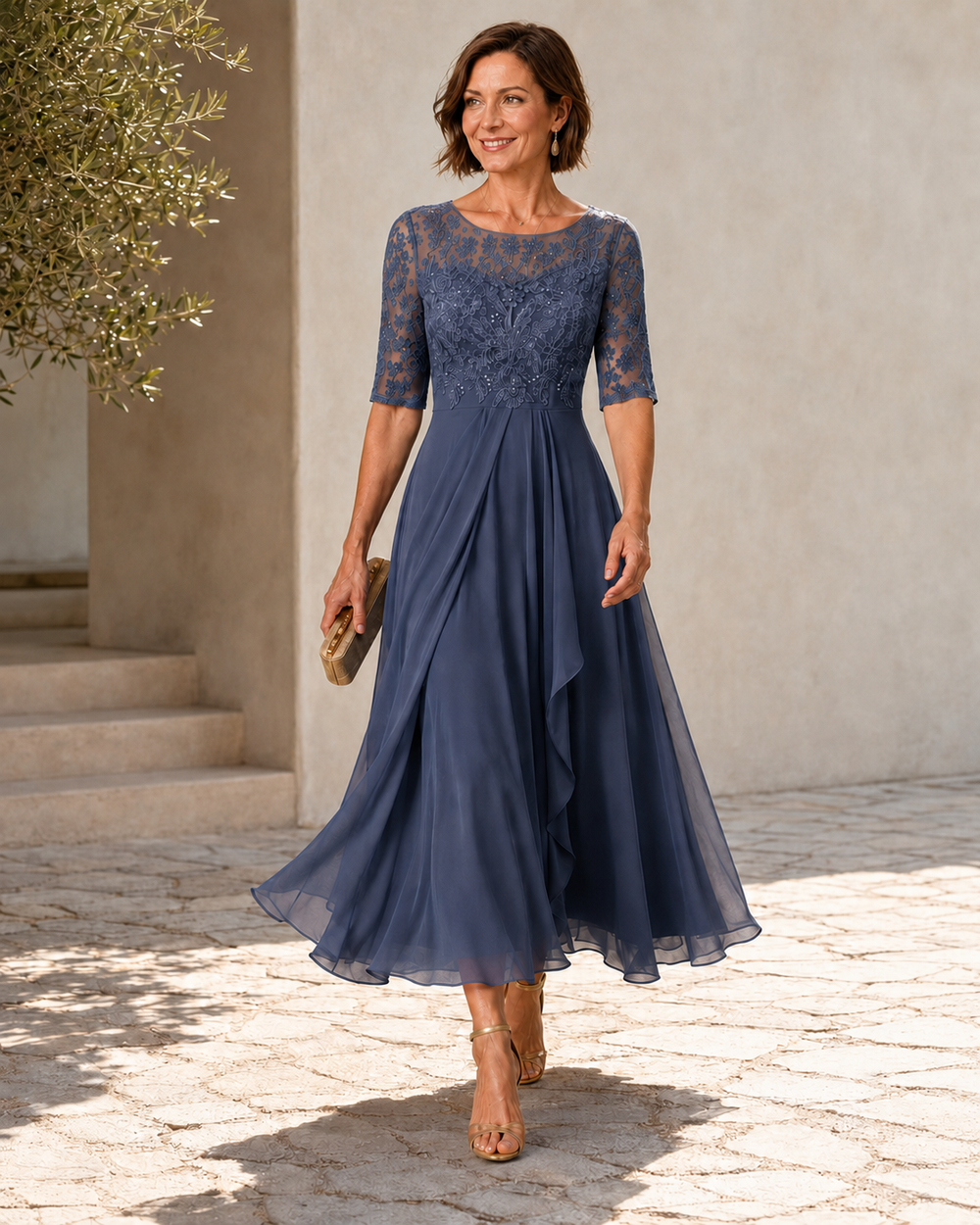 Loretta | Flattering Lace Midi Dress