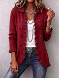 Rosanna | Ruby Red Ribbed Knit Ruffle Jacket