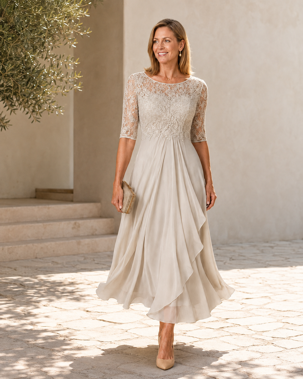 Loretta | Flattering Lace Midi Dress
