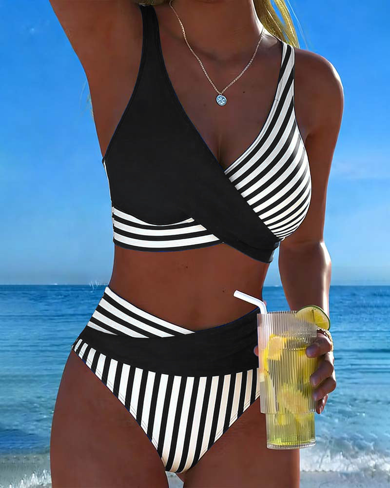 Aliénor | Bikini à Rayures Croisées