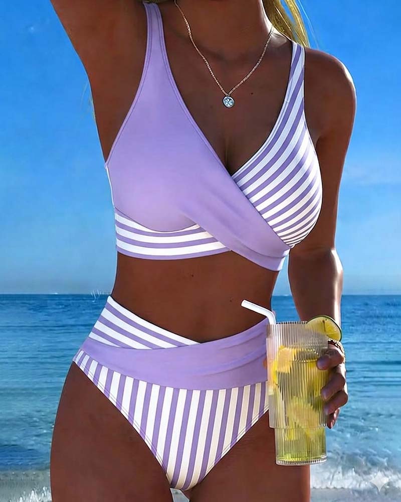 Aliénor | Bikini à Rayures Croisées