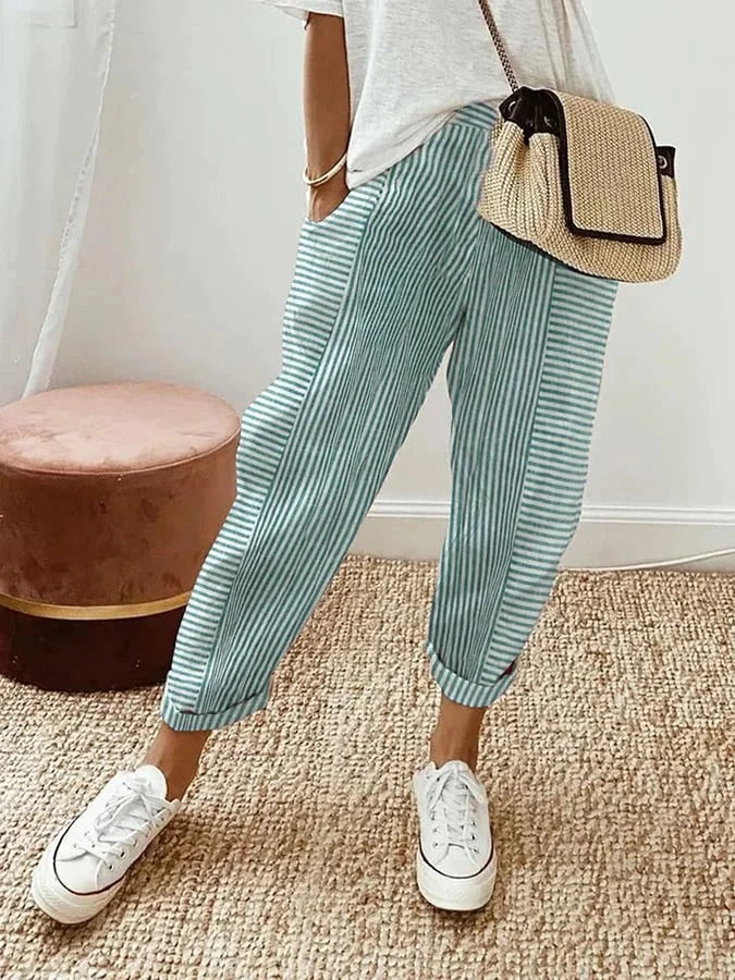 Odette | Pantalon Rayé en Coton