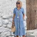 Elizabeth - Denim Print Midi Dress