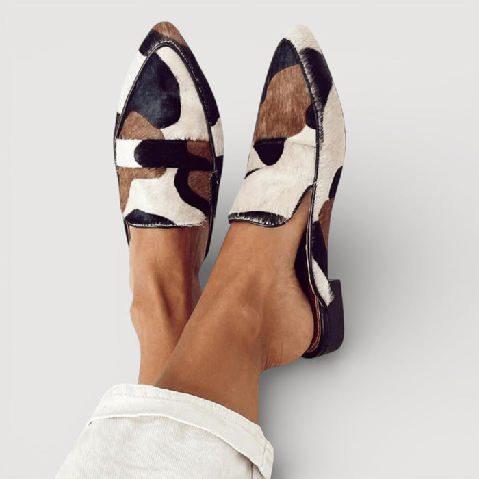 Maria | Cow Print Loafers