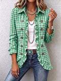 Corinne | Gingham Ruffled Button-Down Jacket