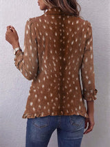 Nolinda | Bohemian Animal-Print Ruffled Jacket