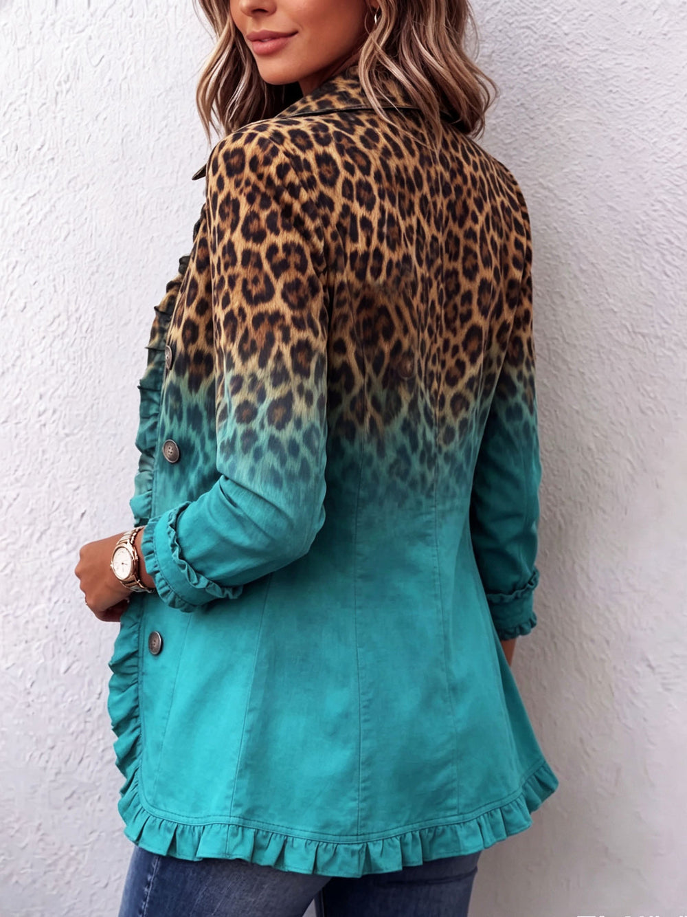 Cassandre | Leopard Ombré Ruffle Blazer