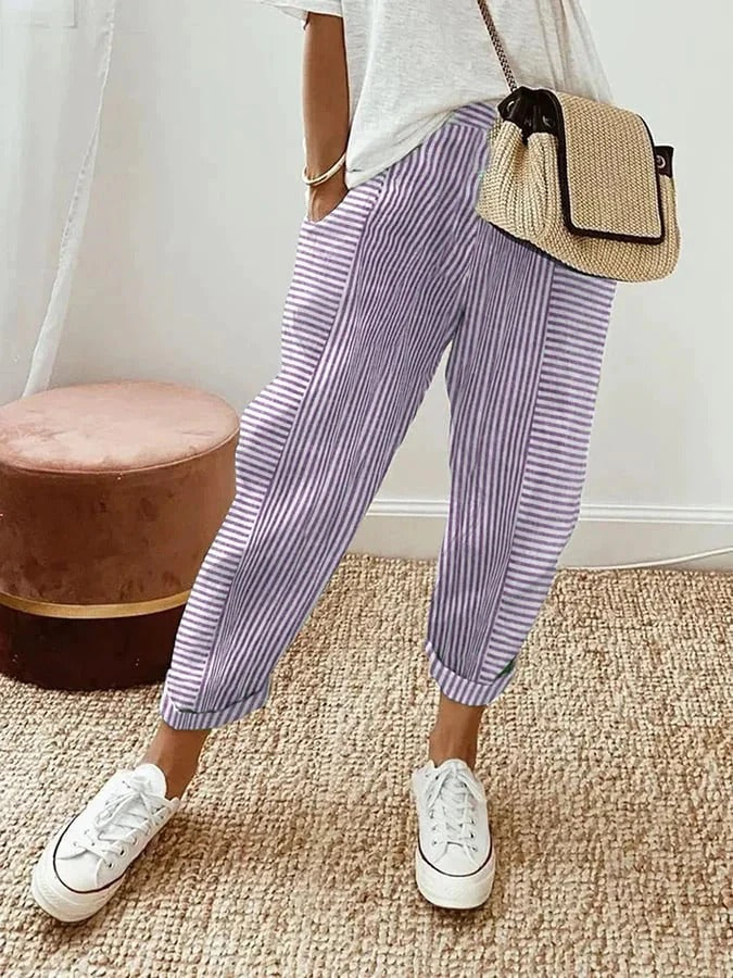 Odette | Pantalon Rayé en Coton