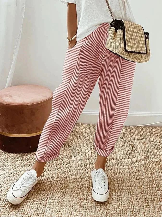 Odette | Pantalon Rayé en Coton