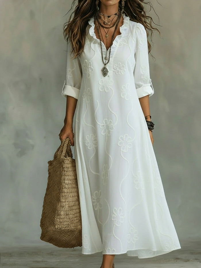 Apolline | Robe Maxi à Motif Floral Tonal