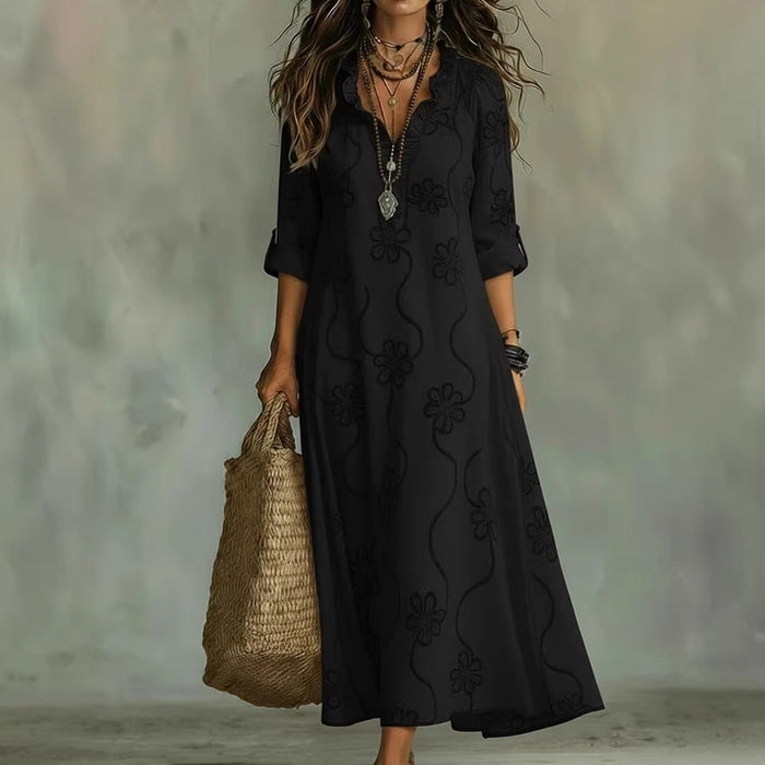 Apolline | Robe Maxi à Motif Floral Tonal