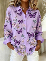 Farfalla | Whimsical Butterfly Print Button Blouse